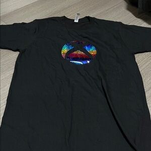 Black T-Shirt with Rainbow Graphic